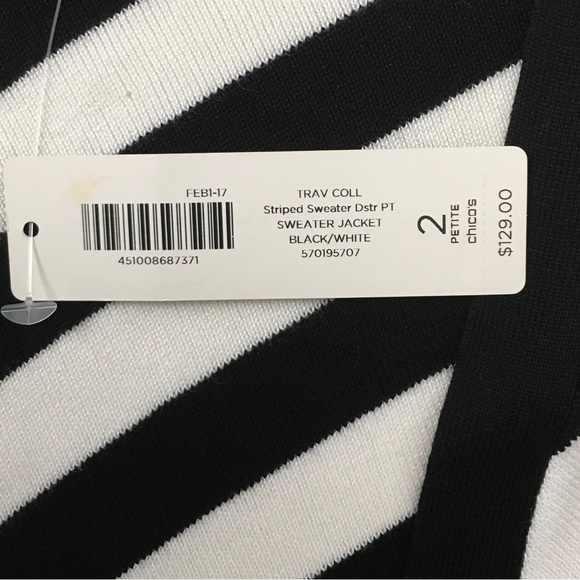 Chico’s Travelers Striped Sweater Duster Black and White - Picture 8 of 9